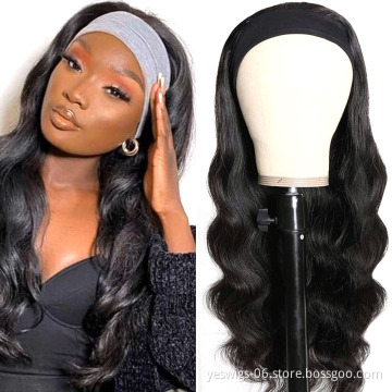 2021 New Human Hair Headband Body Wave Wigs Cheap Brazilian Remy Human Hair Non Lace Machine Made Wigs For Black Women In Stock